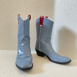 Calvin Klein Light Blue and Red Heeled Cow Boy Boots